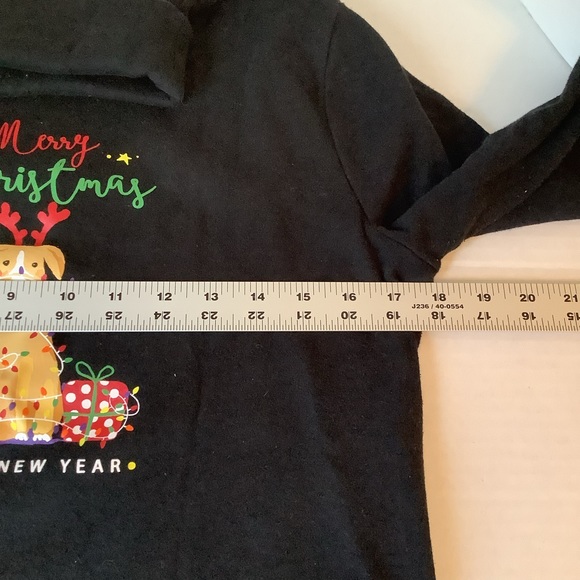 Time And Tru Merry Christmas Dog Long Sleeve Top Black Size Large - Picture 11 of 11